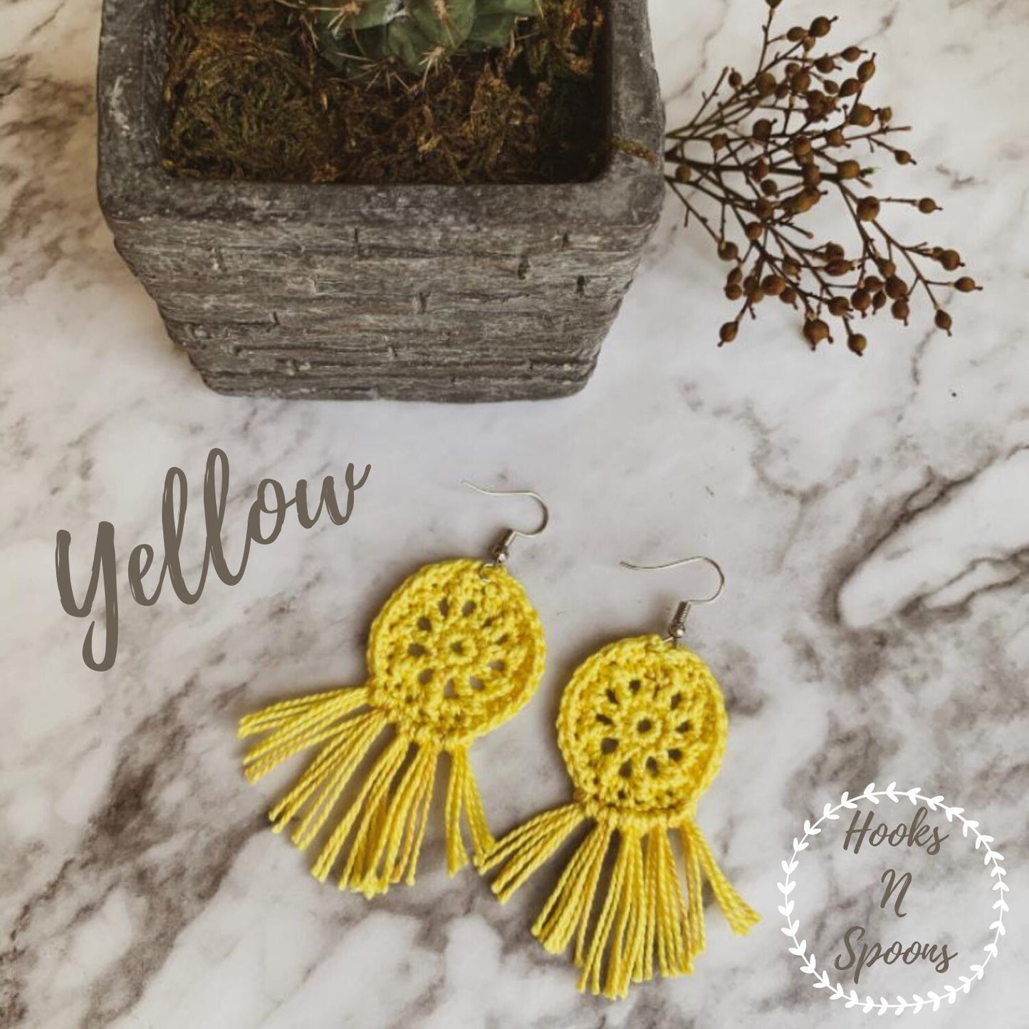 Crochet Boho Earrings, Handmade Jewelry, Colorful Yarn Accessories, Stainless Steel Hooks, Hippie Style, Fringe Tassels, Sunshine State