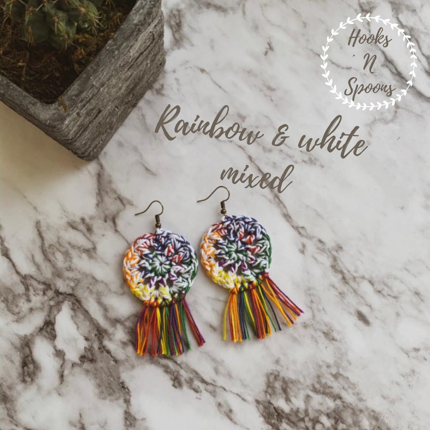 Crochet Boho Earrings, Handmade Jewelry, Colorful Yarn Accessories, Stainless Steel Hooks, Hippie Style, Fringe Tassels, Sunshine State