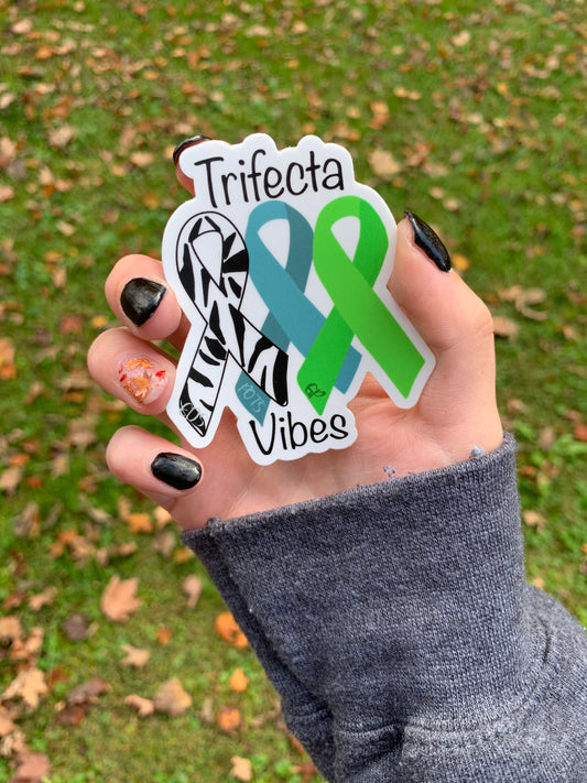 Trifecta vibes sticker, EDS, POTS, GP, chronic illness decoration , spoonie bumper sticker,