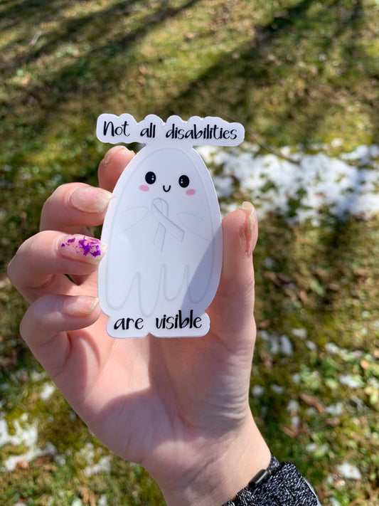 Invisible disability ghost sticker, awareness stickers, translucent bumper sticker, awareness ribbon