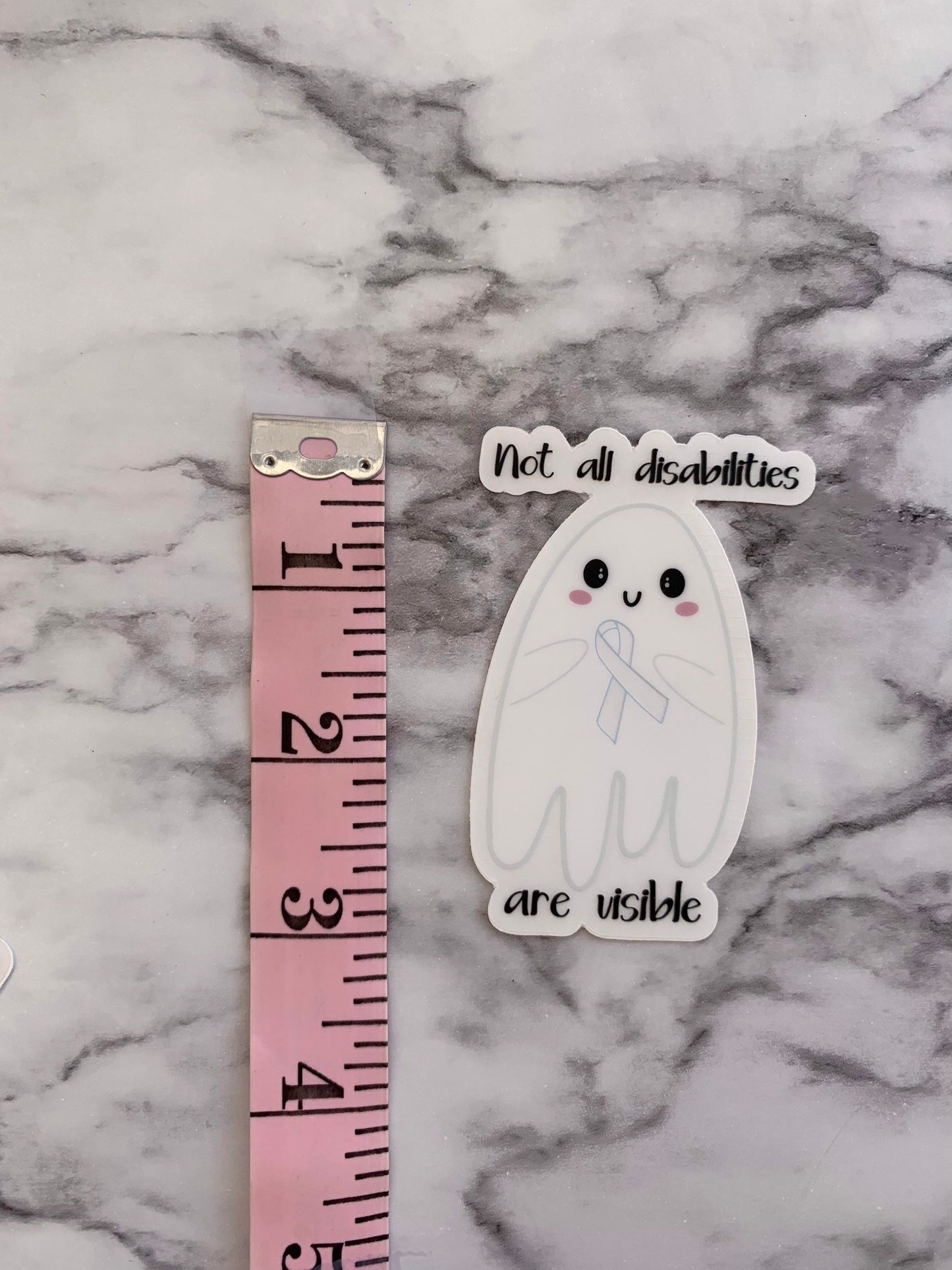 Invisible disability ghost sticker, awareness stickers, translucent bumper sticker, awareness ribbon