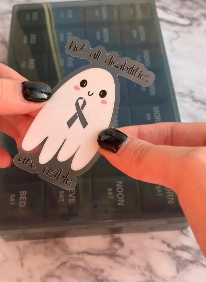 Invisible disability ghost sticker, awareness stickers, translucent bumper sticker, awareness ribbon