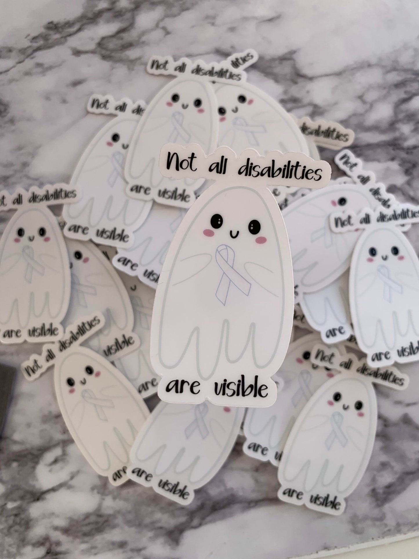 Invisible disability ghost sticker, awareness stickers, translucent bumper sticker, awareness ribbon