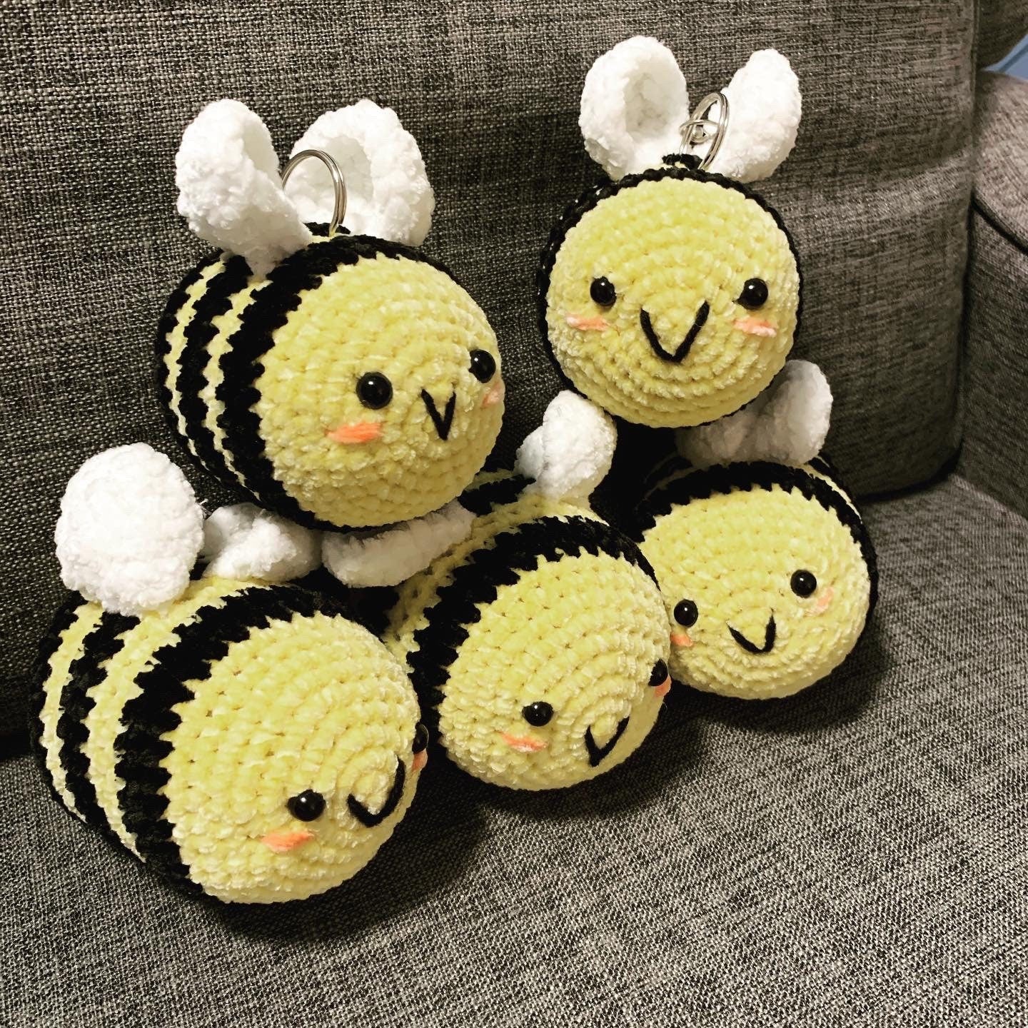 Crochet velvet bee plush